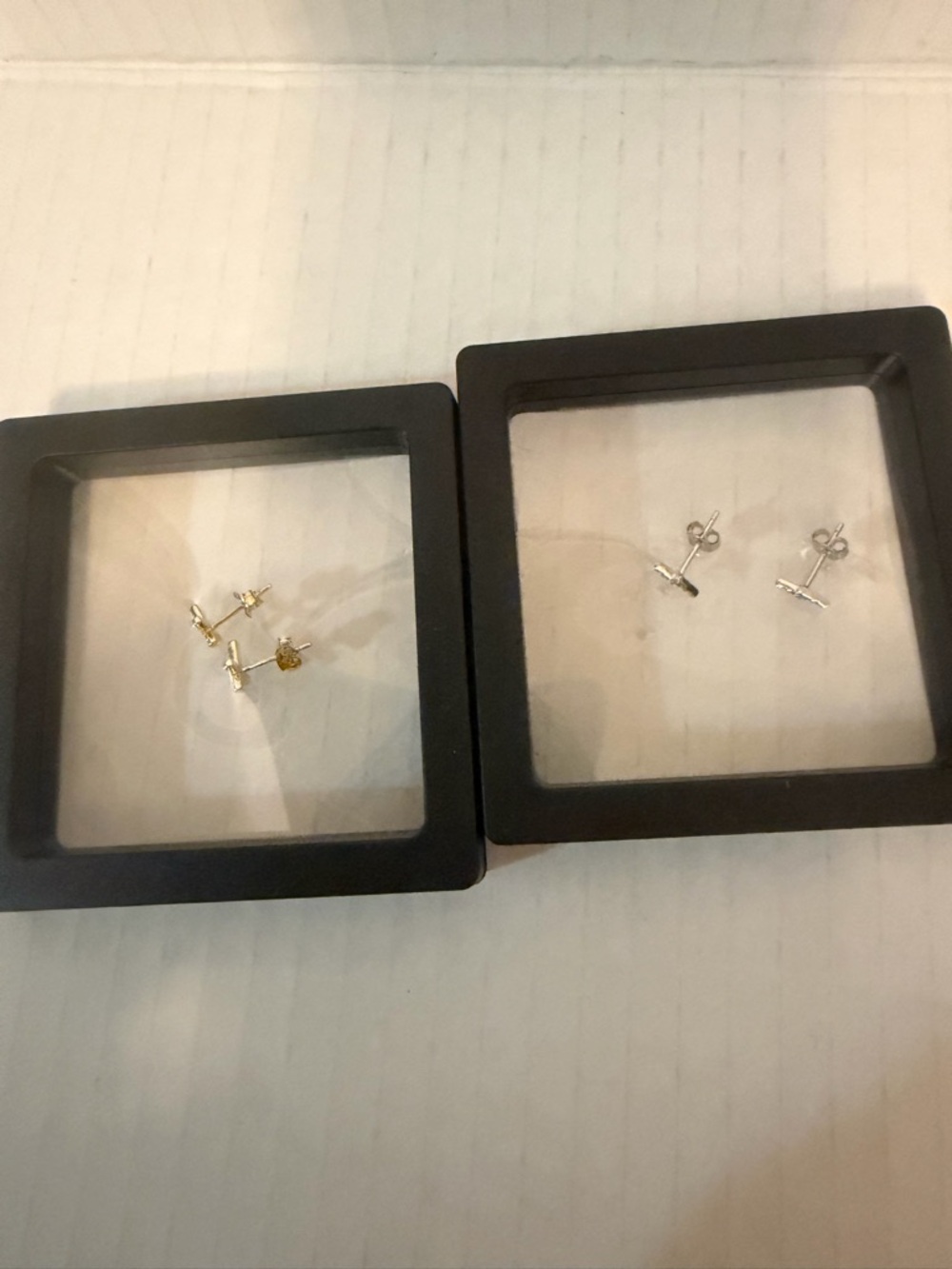 Delicate Bar Stud Earrings - Gold and Silver